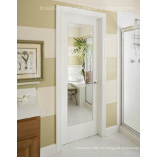 Baño blanco Shaker puerta de madera con espejo de vidrio transparente